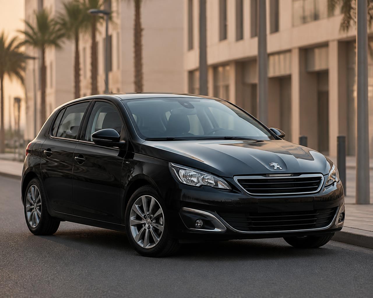 Peugeot 308 noire en location à Tanger